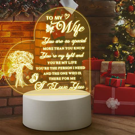 Fuyamp Romantic Gifts For Wife To My Wife Engraved Night Light I Love