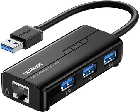 Ugreen Usb 3 0 Hub Ethernet Adapter 10 100 1000 Gigabit Network Converter With 3 Usb