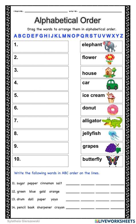 Alphabetical Order Online Pdf Worksheet For 3 Live Worksheets Worksheets Library