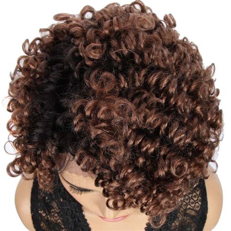 Noble Girl Lace Front Wigs Short Afro Wigs For Black Women Ombre Brown