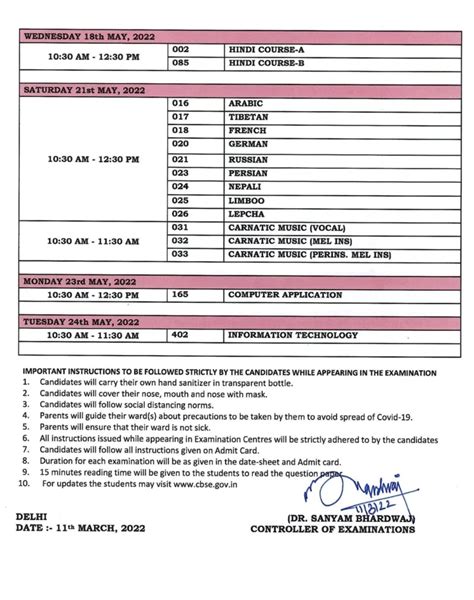 Cbse Term 2 Date Sheet 2022 Released Details Inside Maths And Physics With Pandey Sir