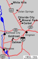 Map: Oatman Ghost Town on Route 66