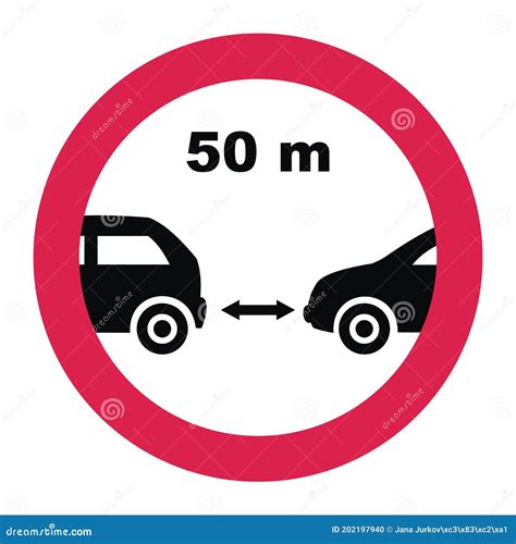 Safe Minimum Distance Between Cars Road Sign Eps Stock Vector