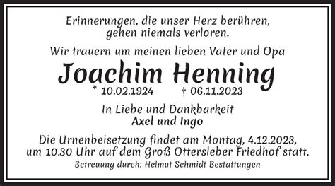 Traueranzeigen Von Joachim Henning Abschied Nehmen De