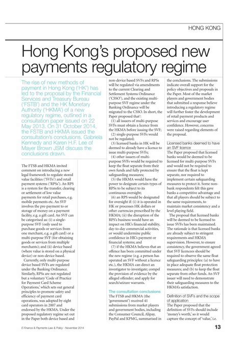 Pdf Hong Kong Hong Kongs Proposed New Payments Regulatory · Legal