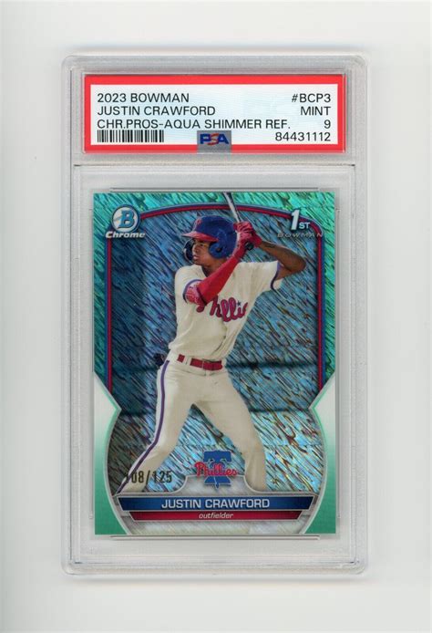 2023 Bowman Chrome Prospects Aqua Shimmer Refractor BCP 3 Justin