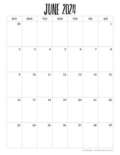 Printable June Monthly Calendar 2024 Artofit