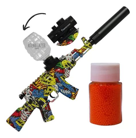 Rifle Akm El Trico Amarelo Bolinha Gel Orbeez