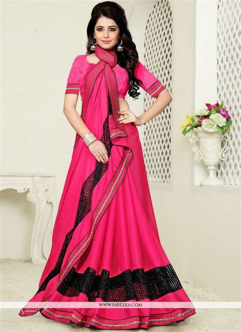 Buy Hot Pink Embroidered Work Classic Designer Saree 72390