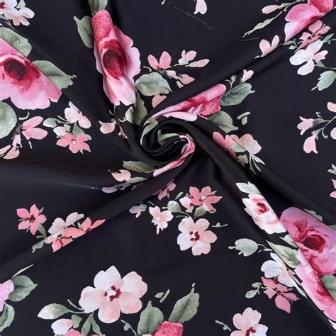 Black Floral Fabric - Etsy