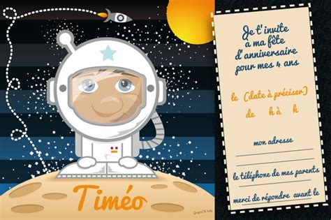 Invitation Anniversaire Astronaute Personnalisable Bougies