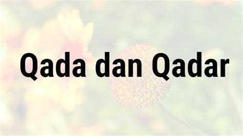 Qada Dan Qadar