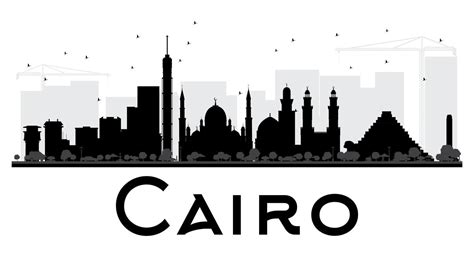 Cairo City skyline black and white silhouette. 7521037 Vector Art at ...