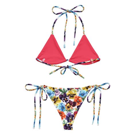 Fresh Flower Bouquet String Bikini Set Minimalist Recycled Eco Friendly