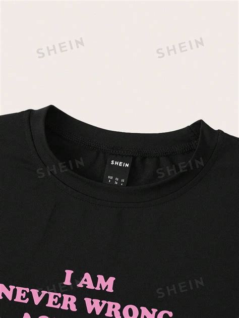 SHEIN EZwear Camiseta Feminina Cortada Slogan Rosa Estilo Y2K