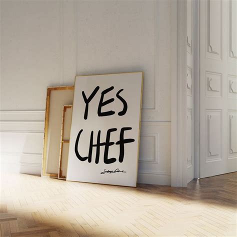 Yes Chef Poster Mid Century Print Kitchen Wall Art Bon Appetit French