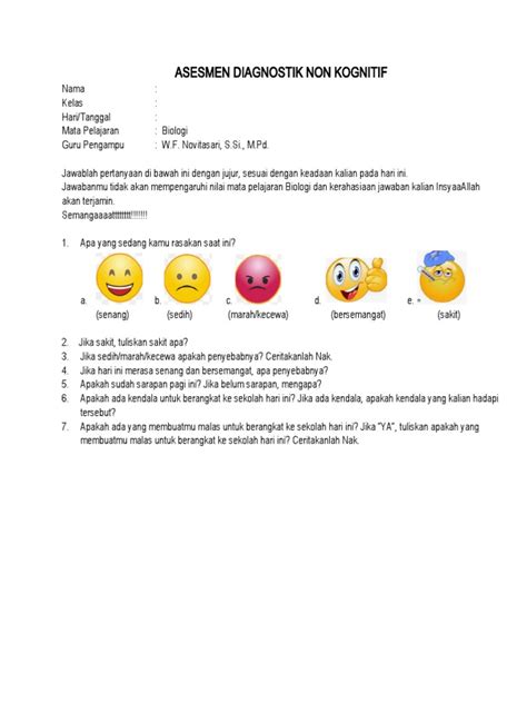 Contoh Asesmen Diagnostik Non Kognitif Guru Mapel Pdf