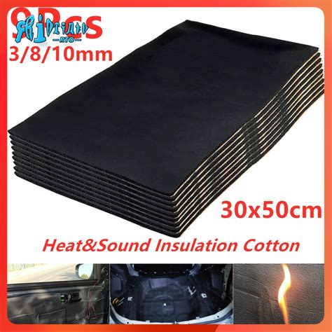 Rto 9pcs Car Soundproof Insulation Cotton Deadener Mat Bonnet Door Noice Proof Deadening