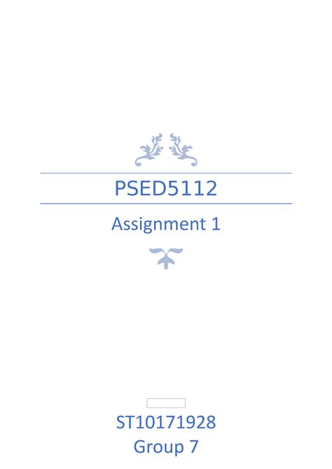 Psed Semester 2 Assignment 1 Psed Assignment St Group Question 1