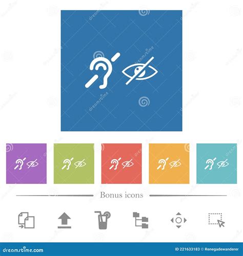 Hearing And Visually Impaired Symbols Flat White Icons In Square