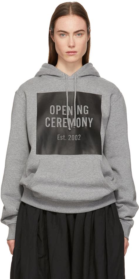 Opening Ceremony Grey Box Logo Hoodie Ssense Canada