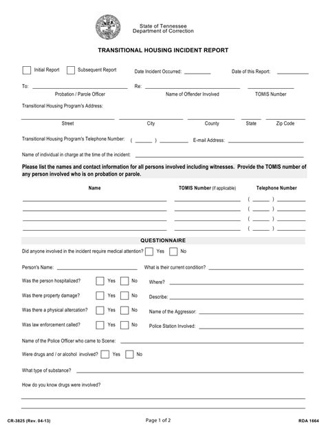 Tenant Incident Report Template Fill Online Printable Fillable