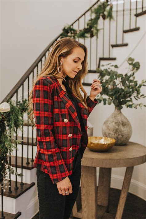 A Festive Plaid Red Blazer Outfit Under 50 Merricks Art Plaid Blazer Outfit Blazer