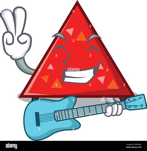 With Guitar Triangel Mascot Cartoon Style Stock Vector Image Art Alamy