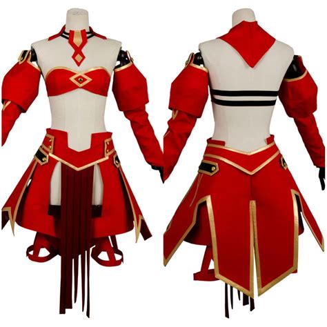 Fate Grand Orderapocrypha Coplay Fa Saber Of Red Mordred Costume Red Dress Battle Sets Suit