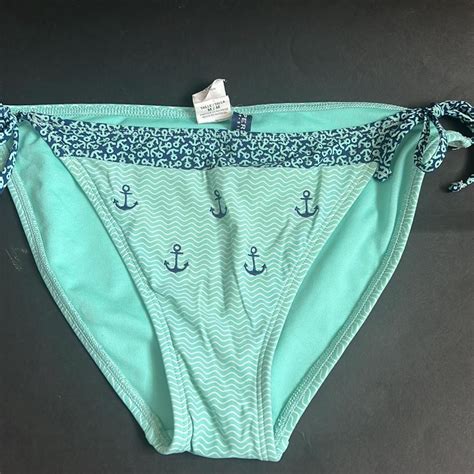 Sperry String Tied Bikini Bottom Blue Anchor Size Depop