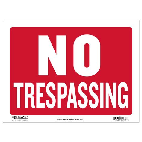 12 X 16 No Trespassing Sign Bazicstore