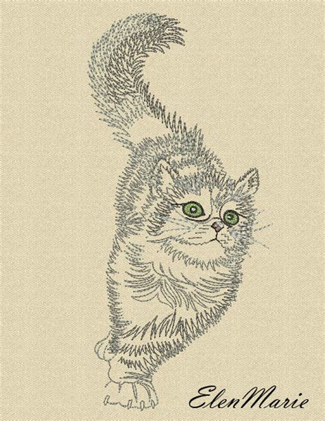 Machine Embroidery Design Cat Etsy