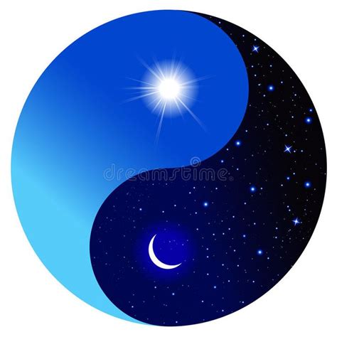 Day And Night In The Symbol Of Yin And Yang Stock Vector Illustration