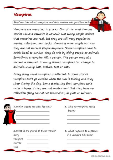 23 Vampire English Esl Worksheets Pdf And Doc