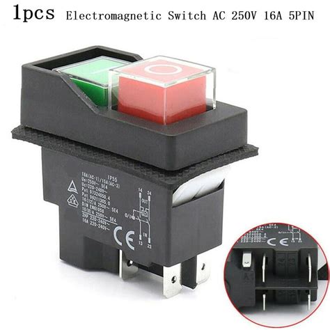 1PCS Waterproof Electromagnetic Push Button Safety Switch With 5 Pins