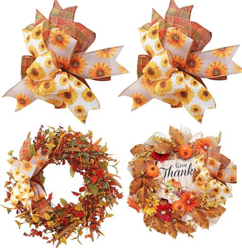 Amazon Fall Bows For Wreath 2pcs Autumn Wreath Bows Red Orange