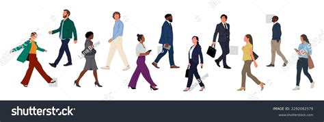 Set Diverse Business People Walking Side Stock Vector (Royalty Free ...