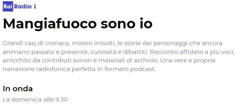 Mangiafuoco Sono Io Rai Radiouno Playlist Tracce E Sentieri