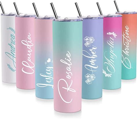 Personalized Tumbler 20 Oz Custom Skinny Tumbler With Lid And Straw Custom Cup Ts For