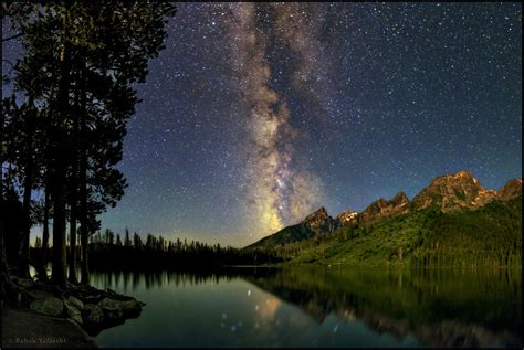 The Night Sky Over The Grand Teton National Park In Wyoming Usa