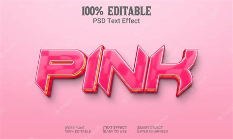 Premium Psd Pink 3d Text Effect Style Editable Psd File