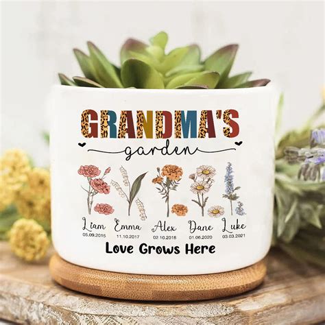 Mothers Day T Personalized Grandmas Garden Plant Pot Custom