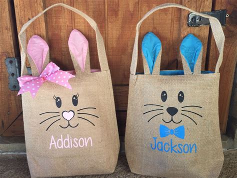 Burlap Bunny Easter Bag Easter Bag Easter Basket Burlap Etsy Easter