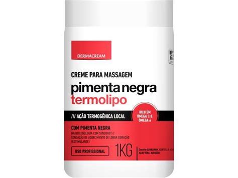 Creme para massagem pimenta negra termolipo 1kg dermacream Cosméticos