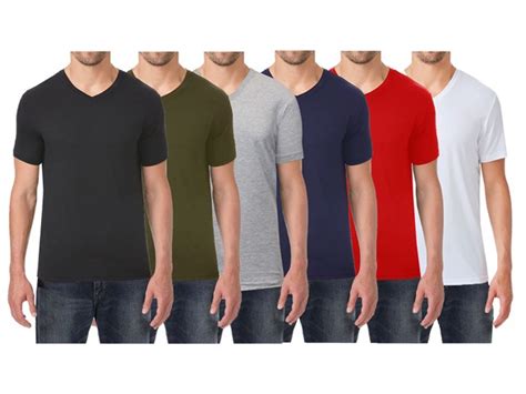 Mens Ss V Neck Cotton Stretch Tee 6 Pk