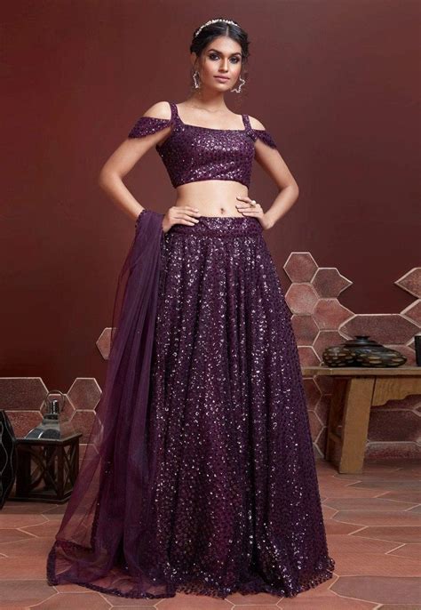 Wine Designer Soft Net Party Wear Lengha Choli For Woman Bollywood