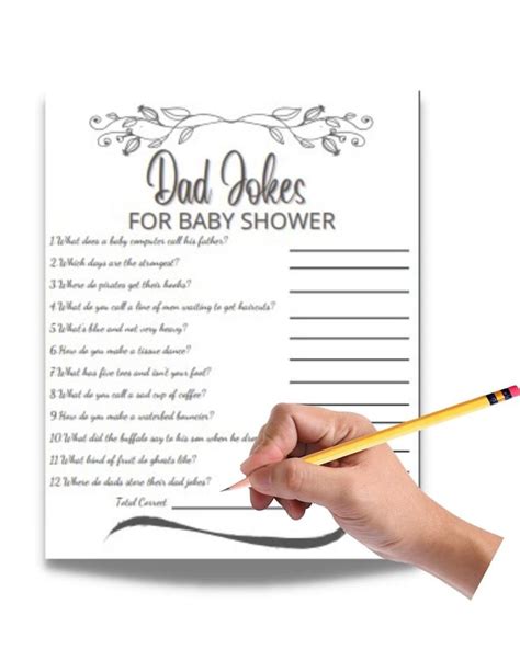 Dad Jokes Baby Shower Game Simple Black And White Gender Neutral