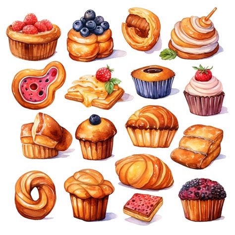 Premium Ai Image A Close Up Of A Bunch Of Different Types Of Pastries