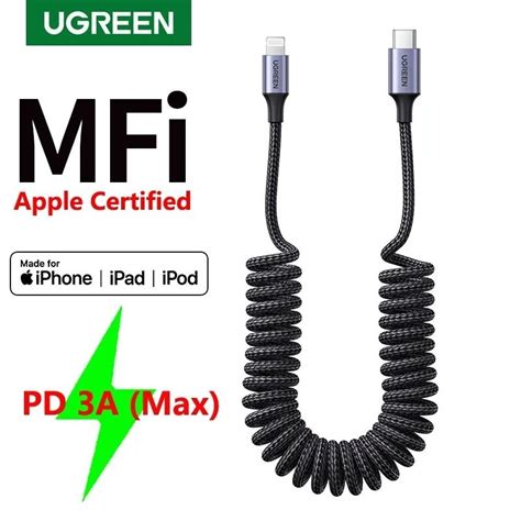 Jual Ugreen Mfi USB C To Lightning Coiled Nylon Spring Data Cable Fast