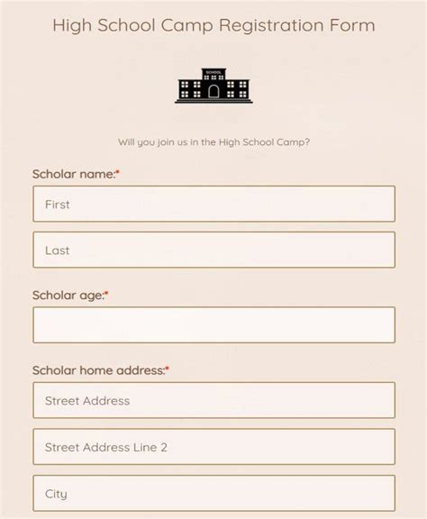 Free High School Camp Registration Form Template Formbuilder